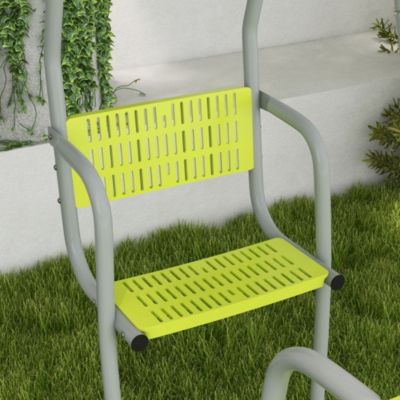 Balançoire 3 agrès portique 2 face à face et balançoire dim. 2,83L x 1,56l x 1,8H m métal époxy PE gris vert