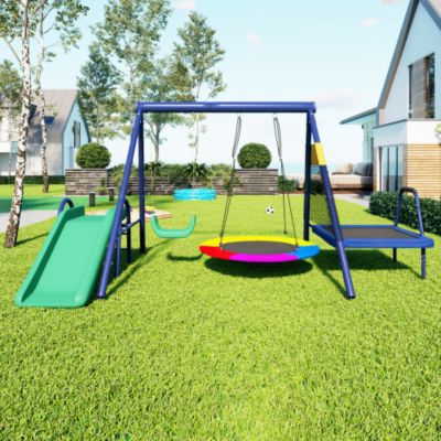 Balançoire d'extérieur - Toboggans, trampolines, balançoires nid d'oiseau et balançoires en plastique - Bleu antique
