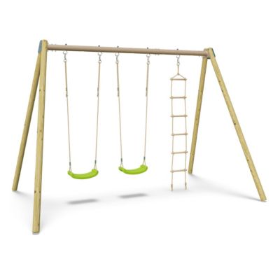 Balançoire double avec echelle de corde - Techwood Harmonie BLOU FUN- Aléo by Trigano