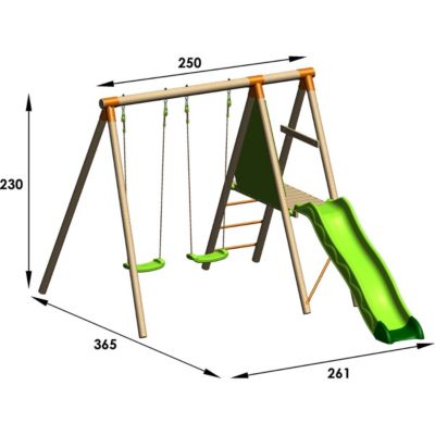 Balançoire en bois 2,30 m Topwood LUMI - 4 enfants