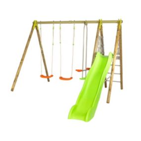 Balançoire en bois poutre métal Techwood SULI 2,30 m - 6 enfants