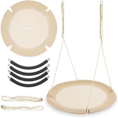 Balançoire Enfant & Adulte - Nid d'Oiseau 100cm - Charge 150 kg - Confort & Sécurité, Beige Boho