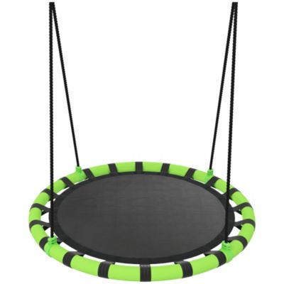 Balançoire nid d'oiseau ronde balançoire panier dia. 1 m 4 anneaux cordages inclus noir vert