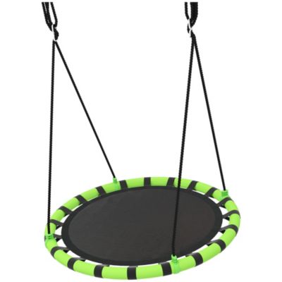 Balançoire nid d'oiseau ronde balançoire panier dia. 1 m 4 anneaux cordages inclus noir vert