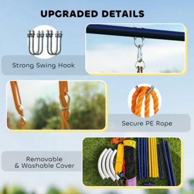 Balançoire portique pour enfant 3 à 8 ans cadre acier jaune bleu