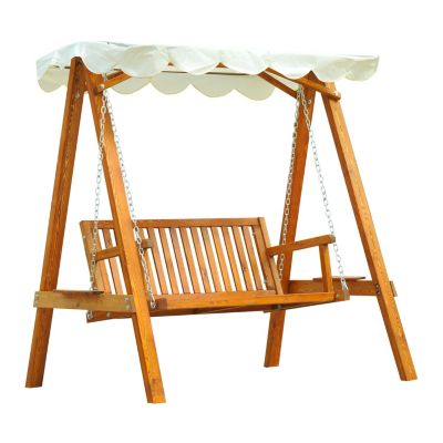 Balancelle balancoire hamac banc fauteuil de jardin bois de pin 2 places charge max. 300kg