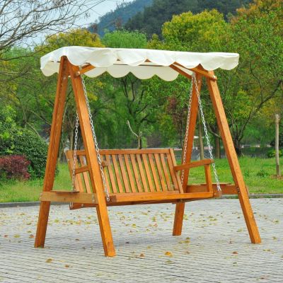 Balancelle balancoire hamac banc fauteuil de jardin bois de pin 2 places charge max. 300kg