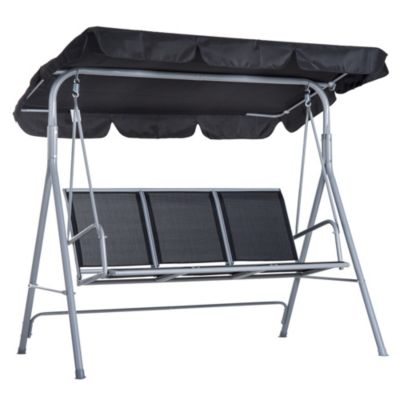 Balancelle de jardin 3 places avec toit, cadre en métal, 171 x 108 x 154 cm, pour jardin et terrasse, Gris