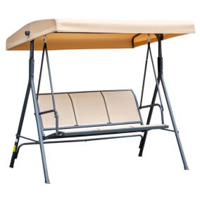 Balancelle de jardin 3 places grand confort toit inclinaison réglable assise et dossier ergonomique acier époxy textilène beige
