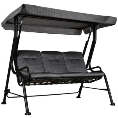 Balancelle de jardin 3 places grand confort toit inclinaison réglable épais coussins amovibles polyester acier époxy gris noir