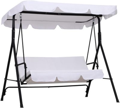 Balancelle de Jardin 3 Places Toit Inclinaison + Coussins Assise + Dossier