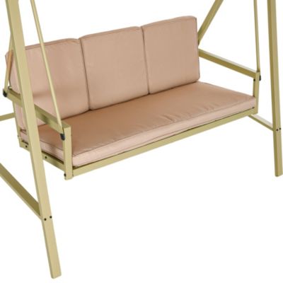 Balancelle de jardin 3 places toit inclinaison réglable épais coussins amovibles polyester acier époxy beige