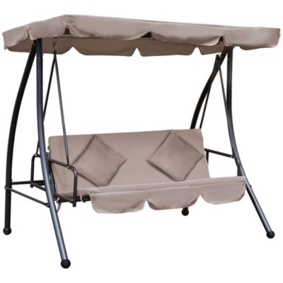 Balancelle de jardin convertible 3 places grand confort inclinaison toit réglable matelas fourni métal polyester noir et beige