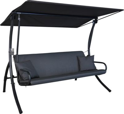 balancelle Elegance Zip - balancelle de jardin pour s'asseoir, s'allonger et se détendre, avec fonction lit, anthracite