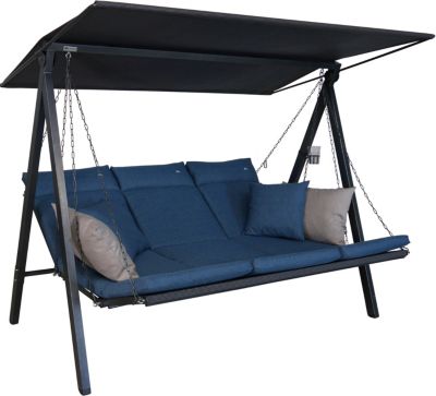 balancelle Lounge Smart - balancelle de jardin pour s'asseoir, s'allonger et se détendre, avec fonction lit, bleu