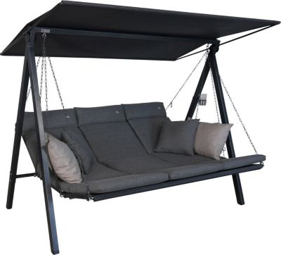 balancelle Lounge Smart - balancelle de jardin pour s'asseoir, s'allonger et se détendre, avec fonction lit, gris