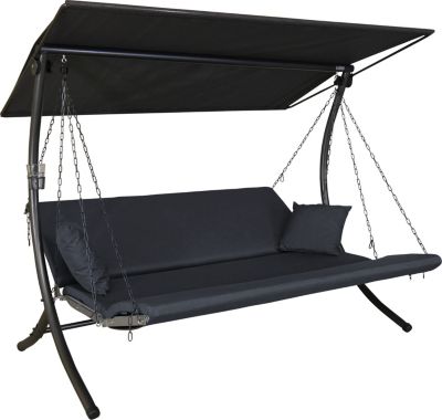 balancelle Luxus Zip - balancelle de jardin pour s'asseoir, s'allonger et se détendre, avec fonction lit, anthracite