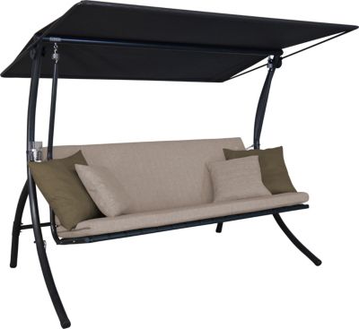 balancelle Motion Smart - balancelle de jardin pour s'asseoir, s'allonger et se détendre, avec fonction lit, beige