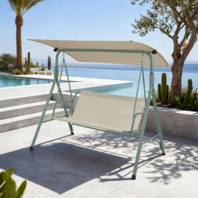 Balancelle Satten pour 3 personnes 173 x 119 x 153 cm vert clair / beige en.casa