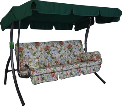 balancelle Trend - balancelle de jardin pour s'asseoir, s'allonger et se détendre, avec fonction lit, beige à fleurs