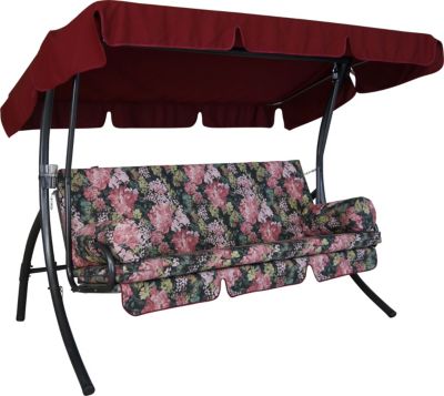 balancelle Trend - balancelle de jardin pour s'asseoir, s'allonger et se détendre, avec fonction lit, noir à fleurs