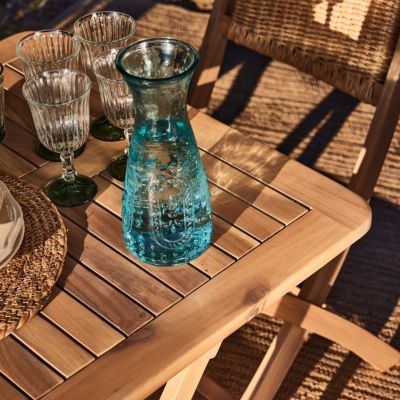 Balcon terrasse table pliante 70x70 + 2 chaises avec accoudoirs avec coussins - Java Light
