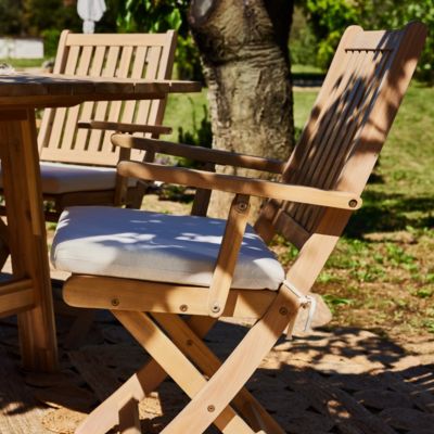 Balcon terrasse table pliante 70x70 + 2 chaises avec accoudoirs avec coussins - Java Light