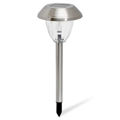 Balise extérieure solaire Kitmat Led intégrée 15 lm 0,02 W IP44 GoodHome chrome vendue par 4 pièces