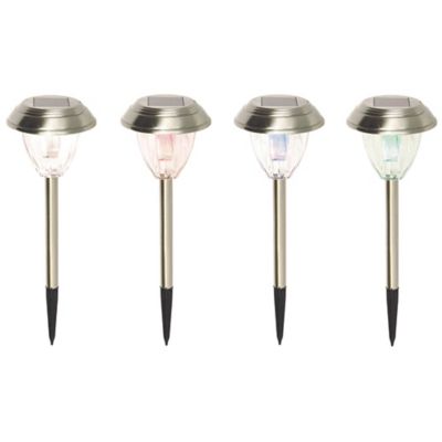Balise extérieure solaire Kitmat Led intégrée 15 lm 0,02 W IP44 GoodHome chrome vendue par 4 pièces