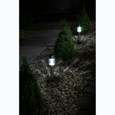 Balise solaire en inox verre à planter ou à poser- Hauteur 42cm- 1 LED blanche- 3 Lumens- Eclairage extérieur Jardin