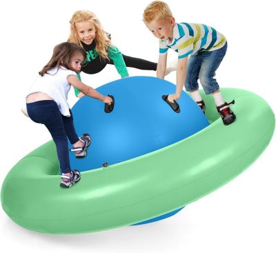Balle Gonflable à Bascule Enfant, Château Gonfable pour Jardin, Capacité 113 kg, pour 3 Enfnats 5 Ans+, Pompe Non Inclus,Bleu
