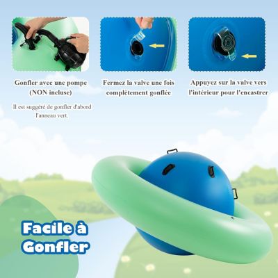 Balle Gonflable à Bascule Enfant, Château Gonfable pour Jardin, Capacité 113 kg, pour 3 Enfnats 5 Ans+, Pompe Non Inclus,Bleu