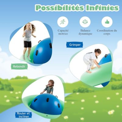 Balle Gonflable à Bascule Enfant, Château Gonfable pour Jardin, Capacité 113 kg, pour 3 Enfnats 5 Ans+, Pompe Non Inclus,Bleu