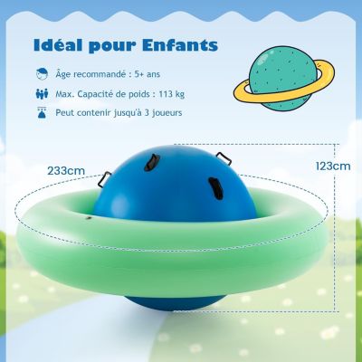 Balle Gonflable à Bascule Enfant, Château Gonfable pour Jardin, Capacité 113 kg, pour 3 Enfnats 5 Ans+, Pompe Non Inclus,Bleu