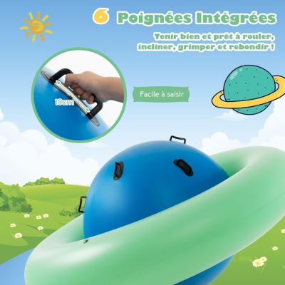 Balle Gonflable à Bascule Enfant, Château Gonfable pour Jardin, Capacité 113 kg, pour 3 Enfnats 5 Ans+, Pompe Non Inclus,Bleu