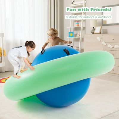Balle Gonflable à Bascule Enfant, Château Gonfable pour Jardin, Capacité 113 kg, pour 3 Enfnats 5 Ans+, Pompe Non Inclus,Bleu