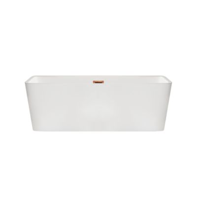 Balneo Baignoire autoportante 170x80cm, rectangulaire, accessoires cuivre, Acrylique thermoformé 3.5mm, avec pieds réglables, ROMA