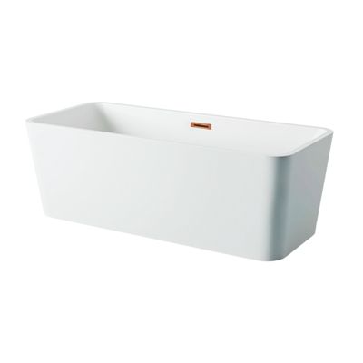Balneo Baignoire autoportante 170x80cm, rectangulaire, accessoires cuivre, Acrylique thermoformé 3.5mm, avec pieds réglables, ROMA