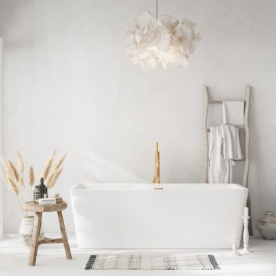 Balneo Baignoire autoportante 170x80cm, rectangulaire, accessoires cuivre, Acrylique thermoformé 3.5mm, avec pieds réglables, ROMA