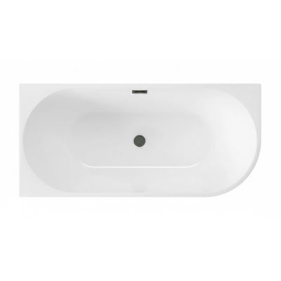 BALNEO - baignoire îlot d'angle gauche 170x80 cm AVOLA avec cache trop-plein et bonde anthracite
