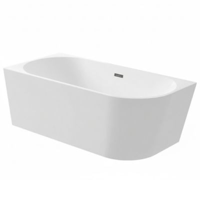 BALNEO - baignoire îlot d'angle gauche 170x80 cm AVOLA avec cache trop-plein et bonde anthracite