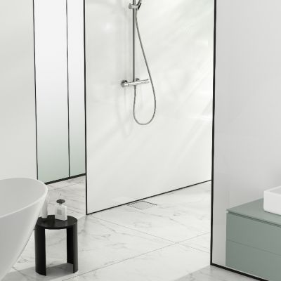 Balneo Caniveau de douche 2 en 1, en Acier Inox 20cm, finition chrome, avec Siphon, SQ-Drain Next