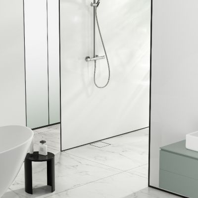 Balneo Caniveau de douche 2 en 1, en Acier Inox 20cm, finition chrome, avec Siphon, SQ-Drain Next