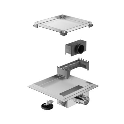 Balneo Caniveau de douche 2 en 1, en Acier Inox 20cm, finition chrome, avec Siphon, SQ-Drain Next