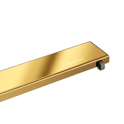 Balneo Caniveau de douche 2 en 1, en Acier Inox 80cm, finition miroir gold, avec Siphon, Duplex Next
