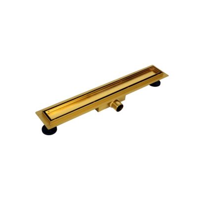Balneo Caniveau de douche 2 en 1, en Acier Inox 80cm, finition miroir gold, avec Siphon, Duplex Next