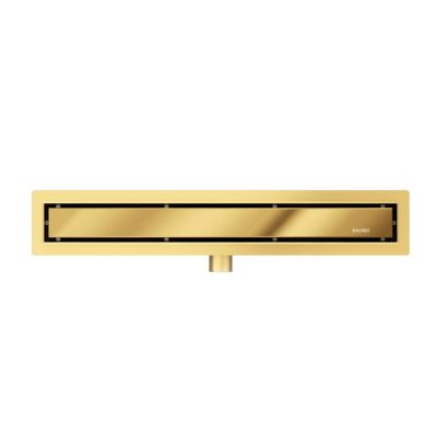 Balneo Caniveau de douche 2 en 1, en Acier Inox 80cm, finition miroir gold, avec Siphon, Duplex Next