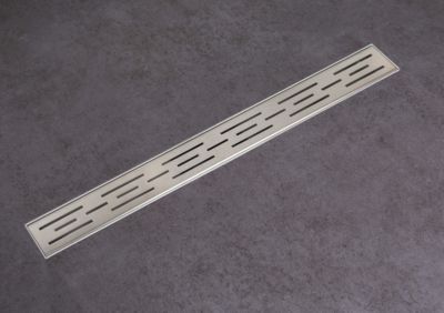 Balneo Caniveau de douche en Acier Inox 80cm, chrome décoratif, avec Siphon, Decor Next Stripes