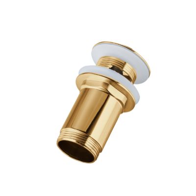 BALNEO - ensemble bonde de lavabo Klik Klak E avec trop-plein doré + siphon rond doré en laiton - kit pour lavabo