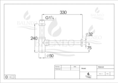 BALNEO - ensemble bonde de lavabo Klik Klak E avec trop-plein doré + siphon rond doré en laiton - kit pour lavabo